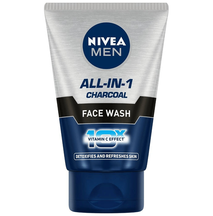 Nivea Men Face Wash-All in 1 Charcoal to Detoxify & Refresh Skin with 10x Vitamin C Effect - Classic Derma