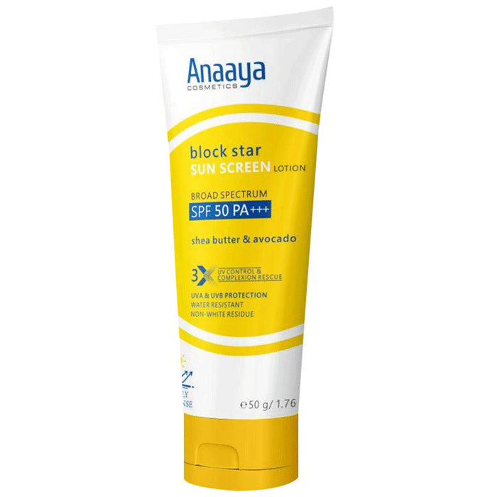 Anaaya Cosmetics Block Star Sunscreen Lotion SPF 50 PA+++ - Classic Derma