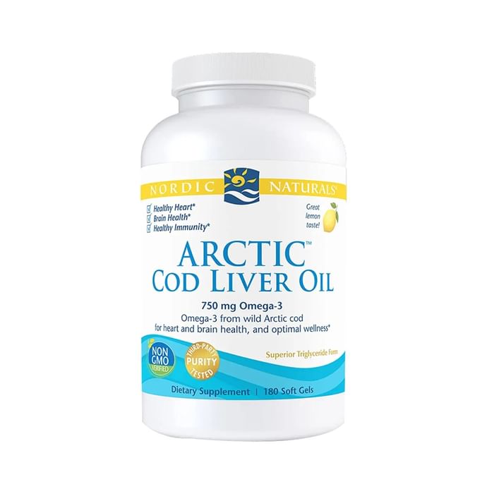 Nordic Naturals Arctic Cod Liver Oil 750mg Omega 3 Softgel for Heart and Brain Health Great Lemon - Classic Derma