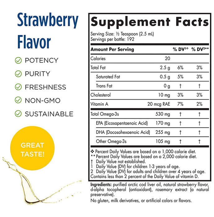 Nordic Naturals Children's DHA with 530mg Omega 3 | For Healthy Brain & Immunity | Flavour Strawberry