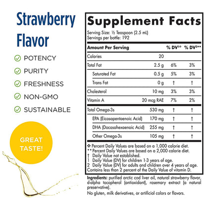 Nordic Naturals Children's DHA with 530mg Omega 3 | For Healthy Brain & Immunity | Flavour Strawberry
