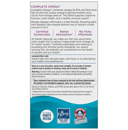 Nordic Naturals Complete Omega 565mg Omega 3 + 70mg GLA Soft Gel Lemon