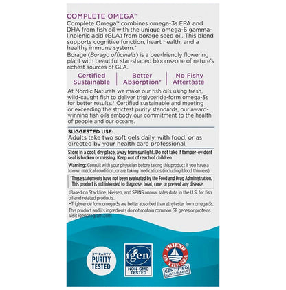 Nordic Naturals Complete Omega 565mg Omega 3 + 70mg GLA Soft Gel Lemon