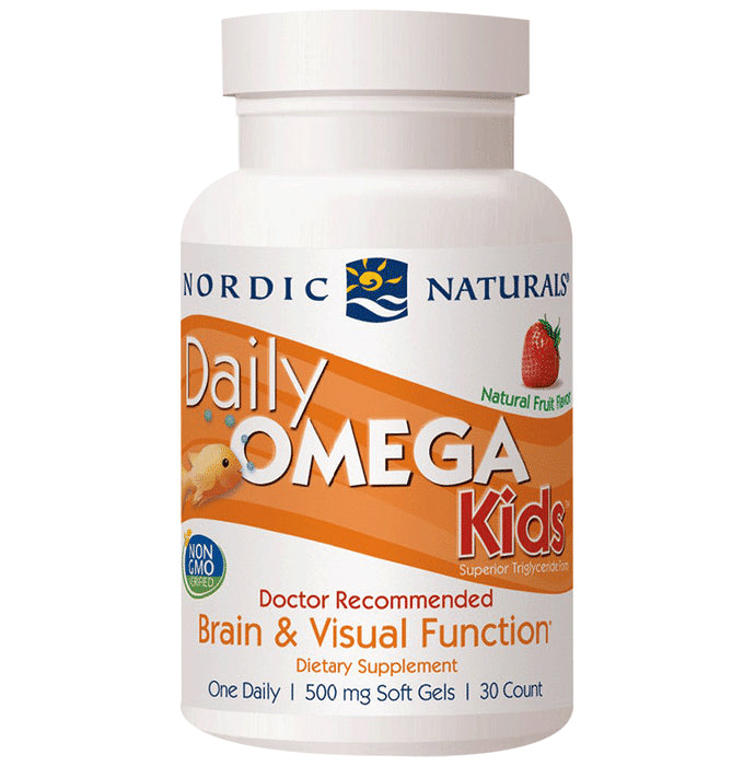 Nordic Naturals Daily Omega Kids 500mg Soft Gels for Brain & Visual Function Natural Fruit - Classic Derma