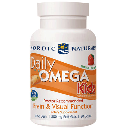 Nordic Naturals Daily Omega Kids 500mg Soft Gels for Brain & Visual Function Natural Fruit - Classic Derma