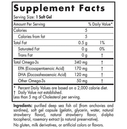 Nordic Naturals Daily Omega Kids 500mg Soft Gels for Brain & Visual Function Natural Fruit