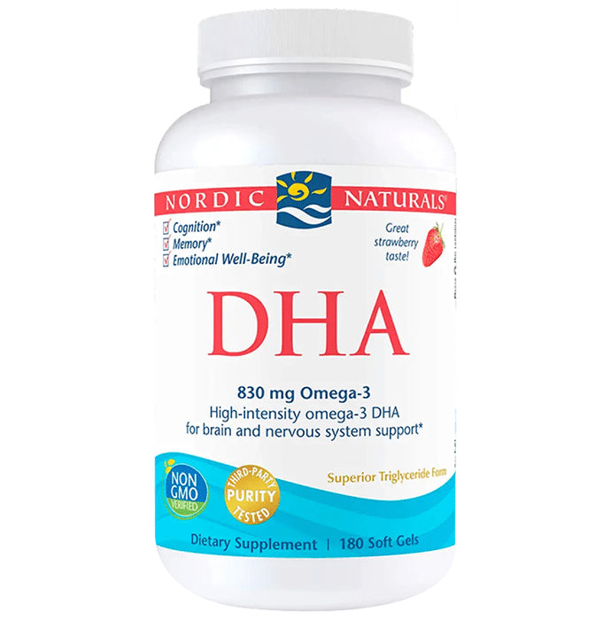 Nordic Naturals DHA 830mg Omega 3 Soft Gels for Brain and Nervous System Support Strawberry - Classic Derma