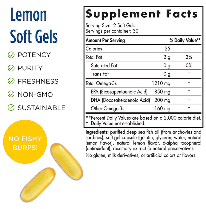 Nordic Naturals EPA 1210mg Omega-3 Soft Gels Lemon