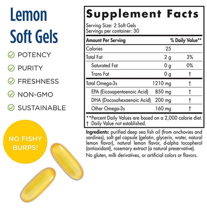 Nordic Naturals EPA 1210mg Omega-3 Soft Gels Lemon