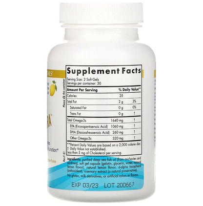 Nordic Naturals EPA Extra High-Intensity Omega 3 1640mg Soft Gels for Optimal Immune Function and Heart Health Lemon