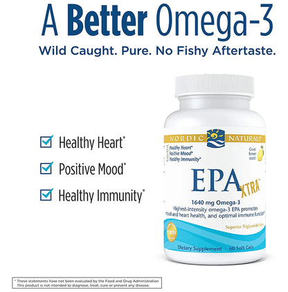 Nordic Naturals EPA Extra High-Intensity Omega 3 1640mg Soft Gels for Optimal Immune Function and Heart Health Lemon