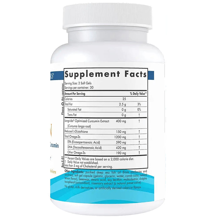 Nordic Naturals Omega 3 1200mg + 400mg Optimized Curcumin Soft Gels