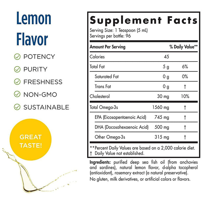 Nordic Naturals Omega 3 1560mg Dietary Supplement for Cognition, Heart Health and Immune Support