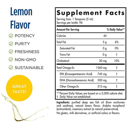 Nordic Naturals Omega 3 1560mg Dietary Supplement for Cognition, Heart Health and Immune Support