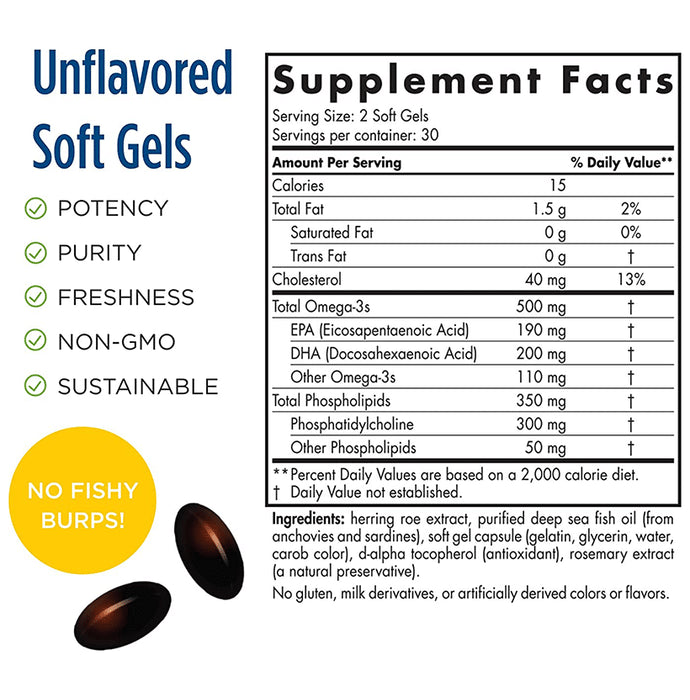 Nordic Naturals Omega 3 500mg + Phospholipids 350mg Soft Gel