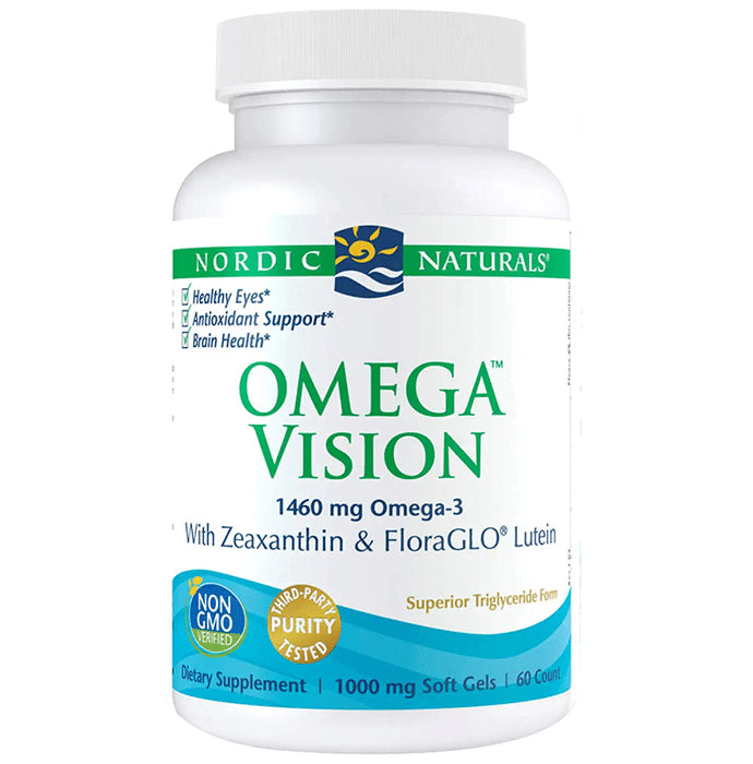Nordic Naturals Omega 3 Vision 1460mg Soft Gels with Zeaxanthin & FloraGLO Lutein for Healthy Eyes and Vision - Classic Derma