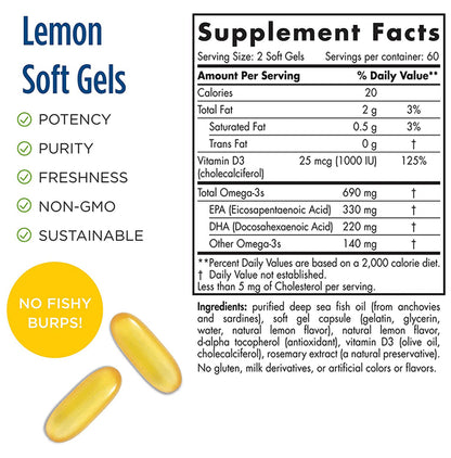 Nordic Naturals Omega-3D 690mg Softgel Lemon