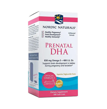 Nordic Naturals Prenatal DHA Omega 3 830mg + D3 400 I.U. Soft Gels for Brain Development in Babies