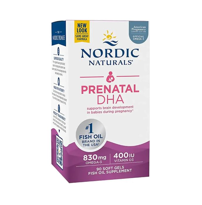 Nordic Naturals Prenatal DHA Omega 3 830mg + D3 400 I.U. Soft Gels for Brain Development in Babies