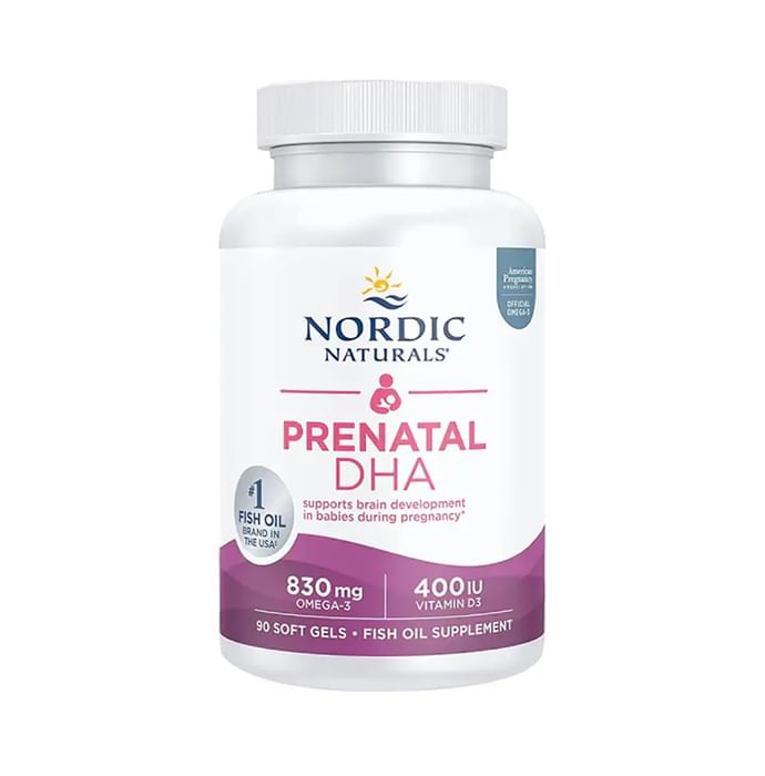 Nordic Naturals Prenatal DHA Omega 3 830mg + D3 400 I.U. Soft Gels for Brain Development in Babies