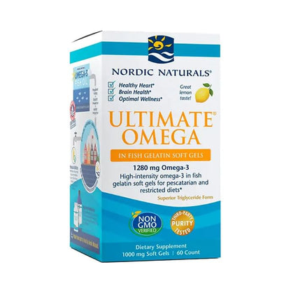 Nordic Naturals Ultimate High-Intensity Omega 3 1280mg Soft Gels for Healthy Heart, Brain Health and Optimal Wellness Lemon