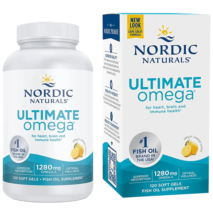 Nordic Naturals Ultimate High-Intensity Omega 3 1280mg Soft Gels for Healthy Heart, Brain Health and Optimal Wellness Lemon - Classic Derma