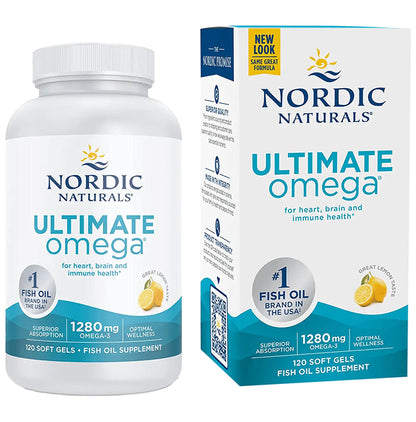 Nordic Naturals Ultimate High-Intensity Omega 3 1280mg Soft Gels for Healthy Heart, Brain Health and Optimal Wellness Lemon - Classic Derma