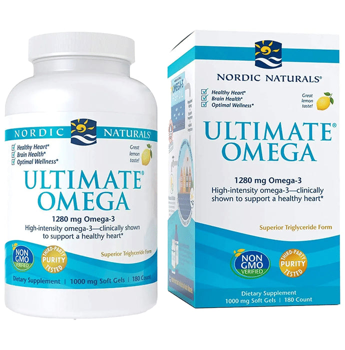 Nordic Naturals Ultimate High-Intensity Omega 3 1280mg Soft Gels for Healthy Heart, Brain Health and Optimal Wellness Lemon - Classic Derma