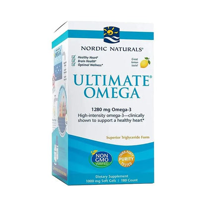 Nordic Naturals Ultimate High-Intensity Omega 3 1280mg Soft Gels for Healthy Heart, Brain Health and Optimal Wellness Lemon