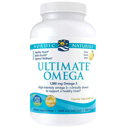 Nordic Naturals Ultimate High-Intensity Omega 3 1280mg Soft Gels for Healthy Heart, Brain Health and Optimal Wellness Lemon