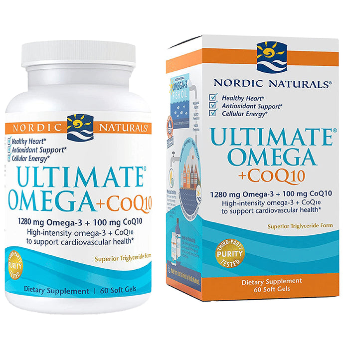 Nordic Naturals Ultimate Omega 3 1280mg + CoQ10 100mg Soft Gels Supports Cardiovascular Health - Classic Derma
