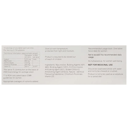 Normoz Tablet with Myo Inositol, D Chiro Inositol, Chromium & Vitamin D2