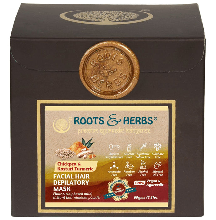 Roots and Herbs Chickpea & Kasturi Turmeric Facial Hair Depilatory Mask - Classic Derma