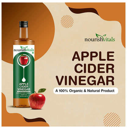 NourishVitals Apple Cider Vinegar ACV with Mother Vinegar Acidity 5% | For Metabolism & Weight Loss