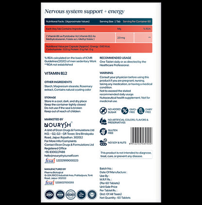 Nourysh Vitamin B12 (Methylcobalamin) 1500 mcg (Methylcobalamin) Tablet