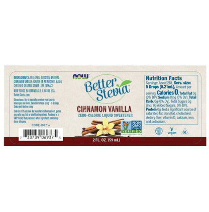 Now Foods Better Stevia Zero-Calorie Liquid Sweetener Cinnamon Vanilla