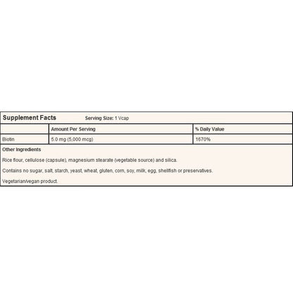 Now Foods Biotin 5000mcg Veg Capsule