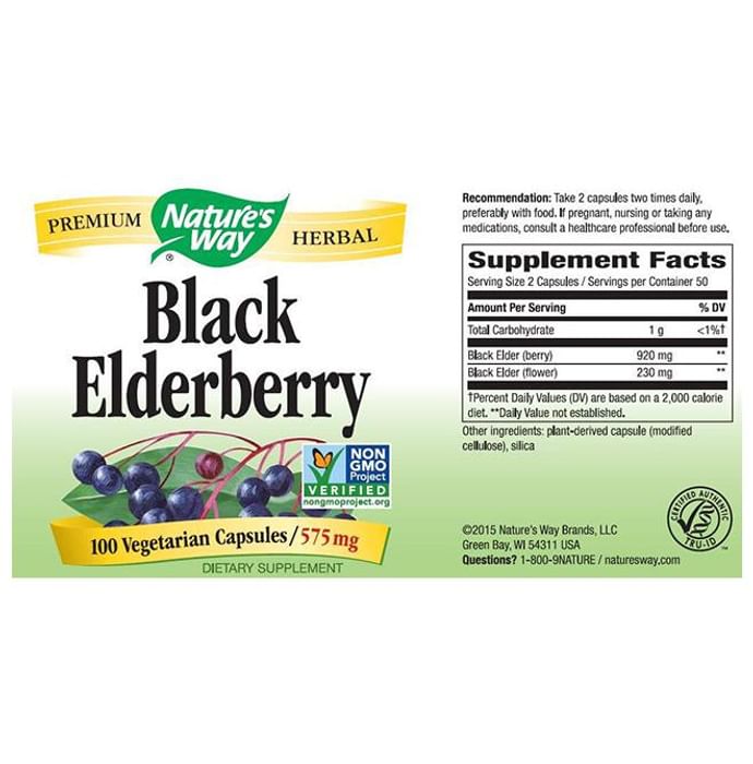 Now Foods Black Elderberry 575mg Vegetarian Capsule