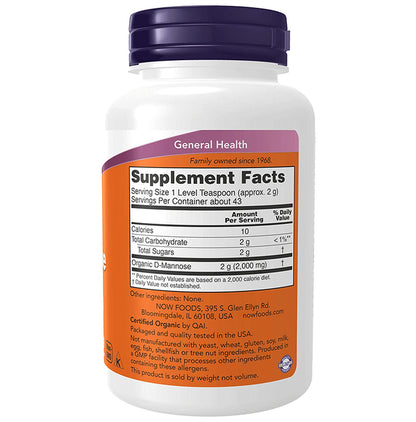 Now Foods Certified Organic D-Mannose Pure Powder
