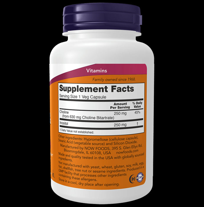 Now Foods Choline & Inositol 500mg Capsule