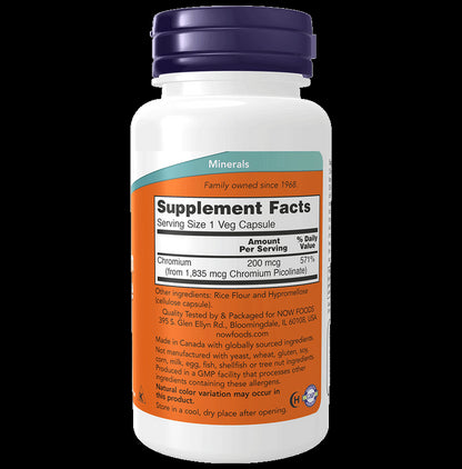 Now Foods Chromium Picolinate 200mcg | For Healthy Glucose Metabolism | Capsule