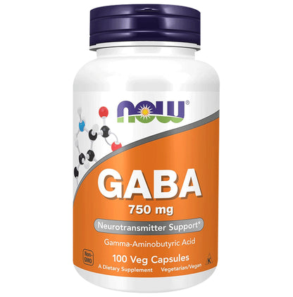 Now Foods GABA (Gamma Aminobutric Acid) 750mg for Neurotransmitter Support | Vegetarian Capsule - Classic Derma