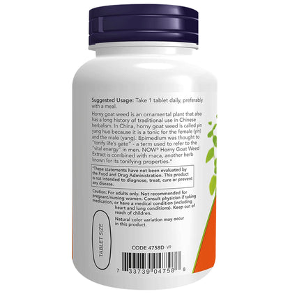 Now Foods Horny Goat Weed Extract 750mg Tablet