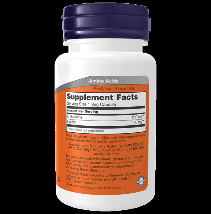 Now Foods L-Theanine 200mg Veg Capsule