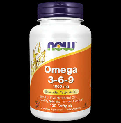 Now Omega 3-6-9 1000mg | With Essential Fatty Acids | Softgel for Skin & Immunity - Classic Derma