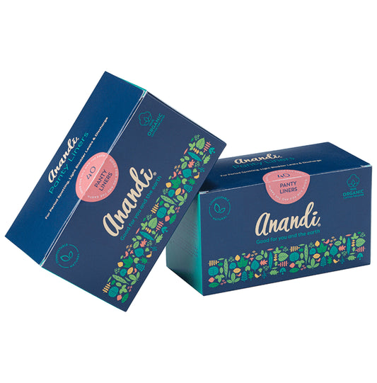 Anandi 100% Organic Cotton Panty Liners for Women 190mm (40 Each) - Classic Derma