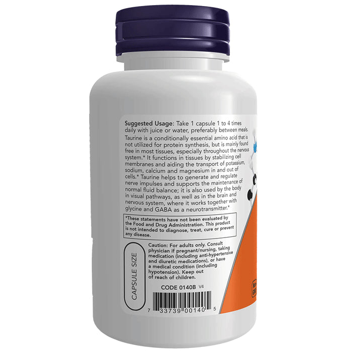 Now Taurine 500 mg Capsule