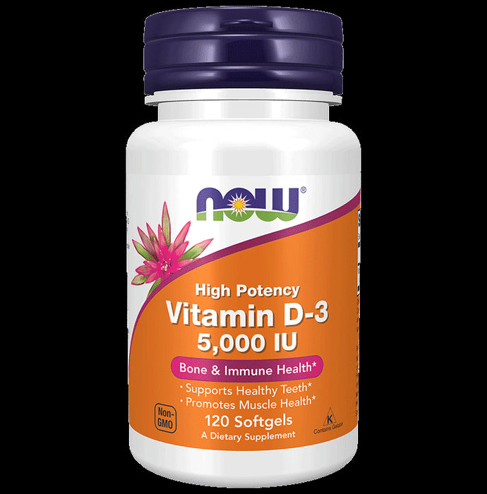 Now Vitamin D3 (Cholecalciferol) 5000IU | Softgel for Strong Bones & Immunity - Classic Derma