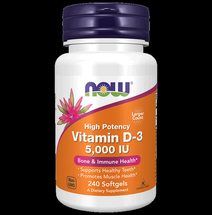 Now Vitamin D3 (Cholecalciferol) 5000IU | Softgel for Strong Bones & Immunity - Classic Derma