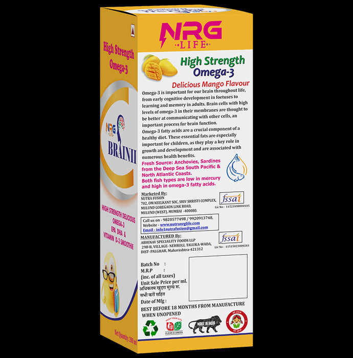 NRG Life Brainii High Strength Omega 3 Syrup Mango